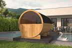 Saunabarrel | Ø205 x 350 cm | 42 mm | Thermowood | met ½ panorama raam