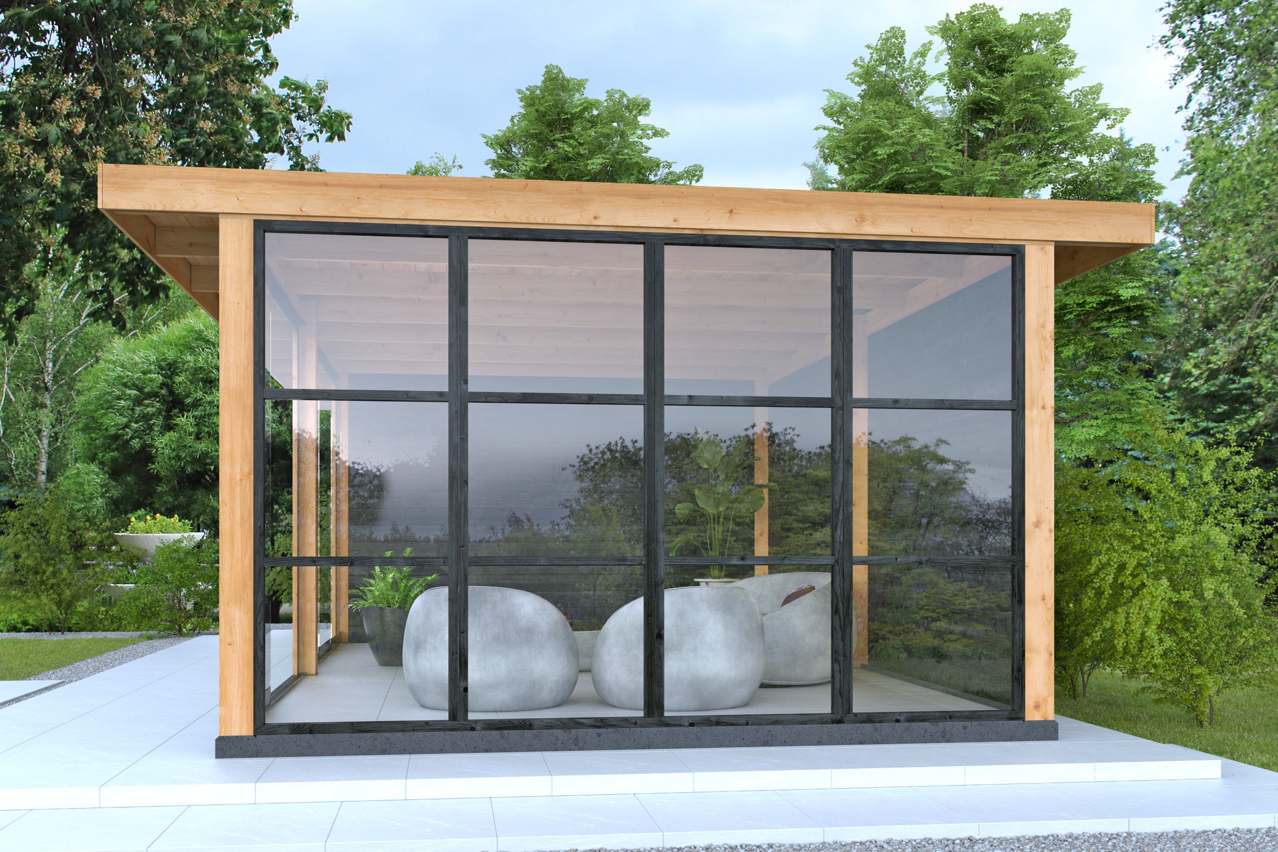 Complete set steellook glaswand zwart 397,2 x 224 cm