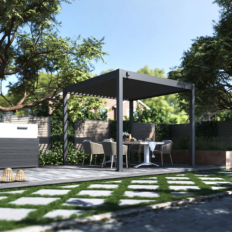 Tuindeco Advance line vrijstaande aluminium overkapping 300 x 300 x 255 cm antraciet