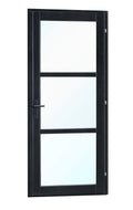 Vuren steellook enkele glas deur zwart gespoten B1100xH2120mm buitenmaat, rechtsdraaiend