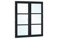 Vuren steellook dubbele glas deur zwart gespoten B2050xH2120mm buitenmaat, linksdraaiend