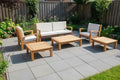 Teak modulaire lounge set Tambora – Bijzettafel/Hocker incl. kussen en glasplaat – 80 x 80 x H30/40cm