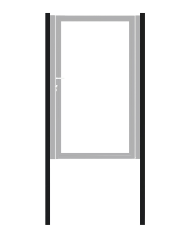 Poortpalen staal (set 2 stuks), zwart gepoedercoat, fijnstructuur