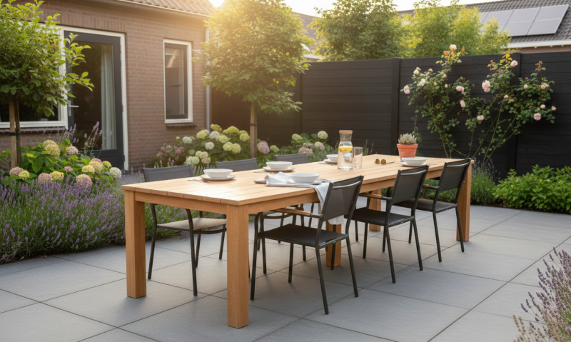 Tuintafel teak 300 x 100 cm solide rustiek