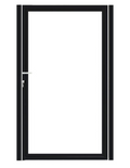 Enkele stalen poort, zwart gepoedercoat, fijnstructuur, incl. hang- en sluitwerk (t.b.v. profielen 28mm dik)