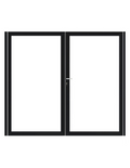 Dubbele stalen poort, zwart gepoedercoat, fijnstructuur, incl. hang- en sluitwerk (t.b.v. profielen 28mm dik)
