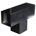 Gegalvaniseerd verbindingsstuk 3-weg T-model voor vierkante palen 12 x 12 cm zwart gepoedercoat, incl. bevestigingsset