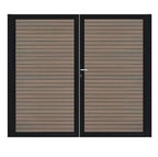 Dubbele stalen poort, zwart gepoedercoat, fijnstructuur, incl. hang- en sluitwerk (t.b.v. profielen 21mm dik)