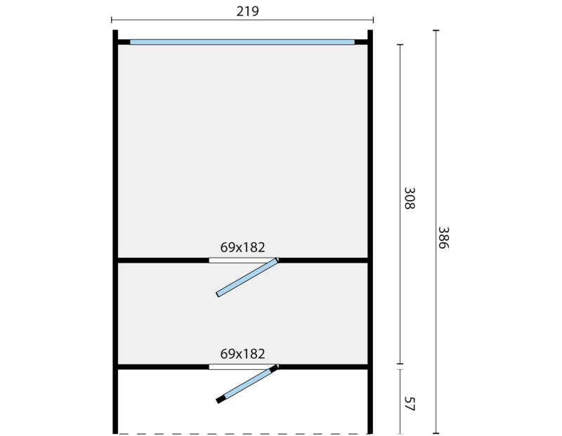 Sauna cube Rovaniemi 390 cm | 42 mm | Thermowood | met panorama raam