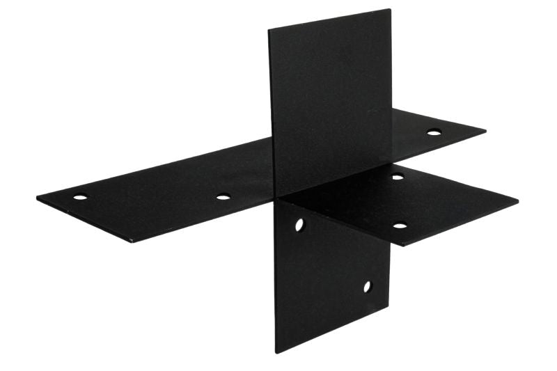 Pergola hoekverbinding met verlenging voor 12 x 12 cm balken met bevestigingsmateriaal, zwart gepoedercoat, incl. bevestigingsset