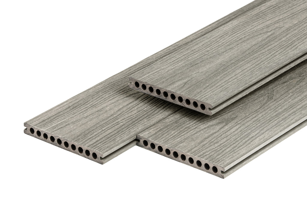 PuraShield composiet vlonderplank 2,3 x 21,0 x 400 cm, light grey, semi-massief, fijne houtnerf, clip systeem
