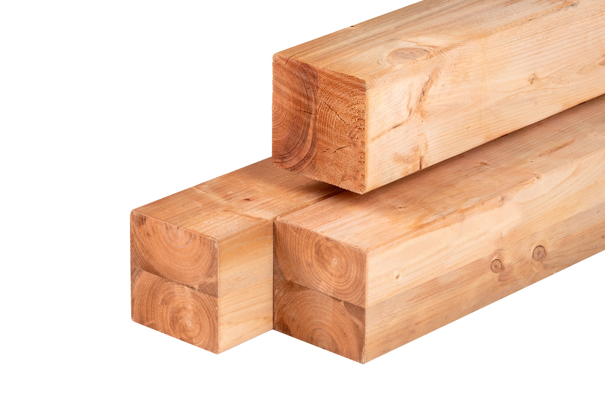 Red Class Wood ME vuren paal 12,0 x 12,0 x 300 cm, gedroogd, geïmpregneerd, geschaafd, 4 ronde hoeken, gelamineerd