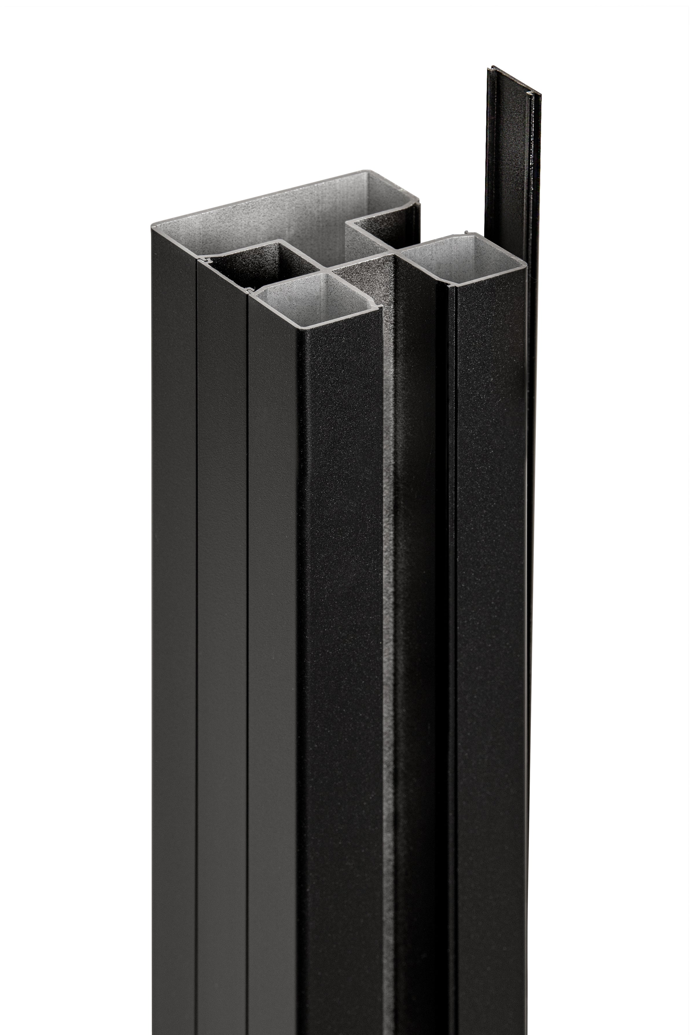 PuraFence aluminium paal incl. paalkap en paalhouder 7,5 x 7,5 x 192 cm, zwart