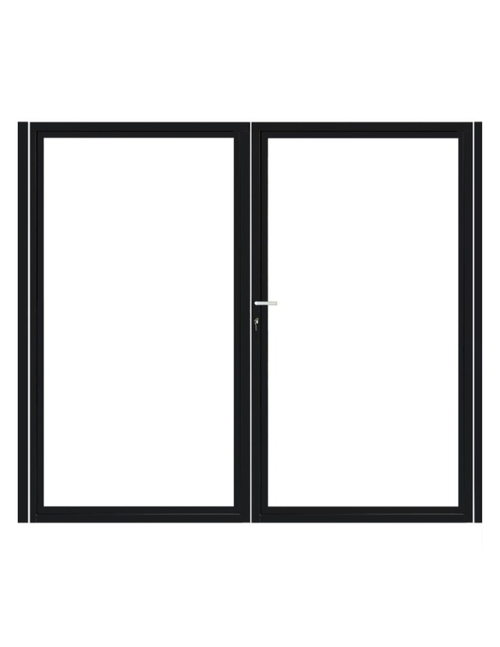 Dubbele stalen poort, zwart gepoedercoat, fijnstructuur, incl. hang- en sluitwerk (t.b.v. profielen 28mm dik)