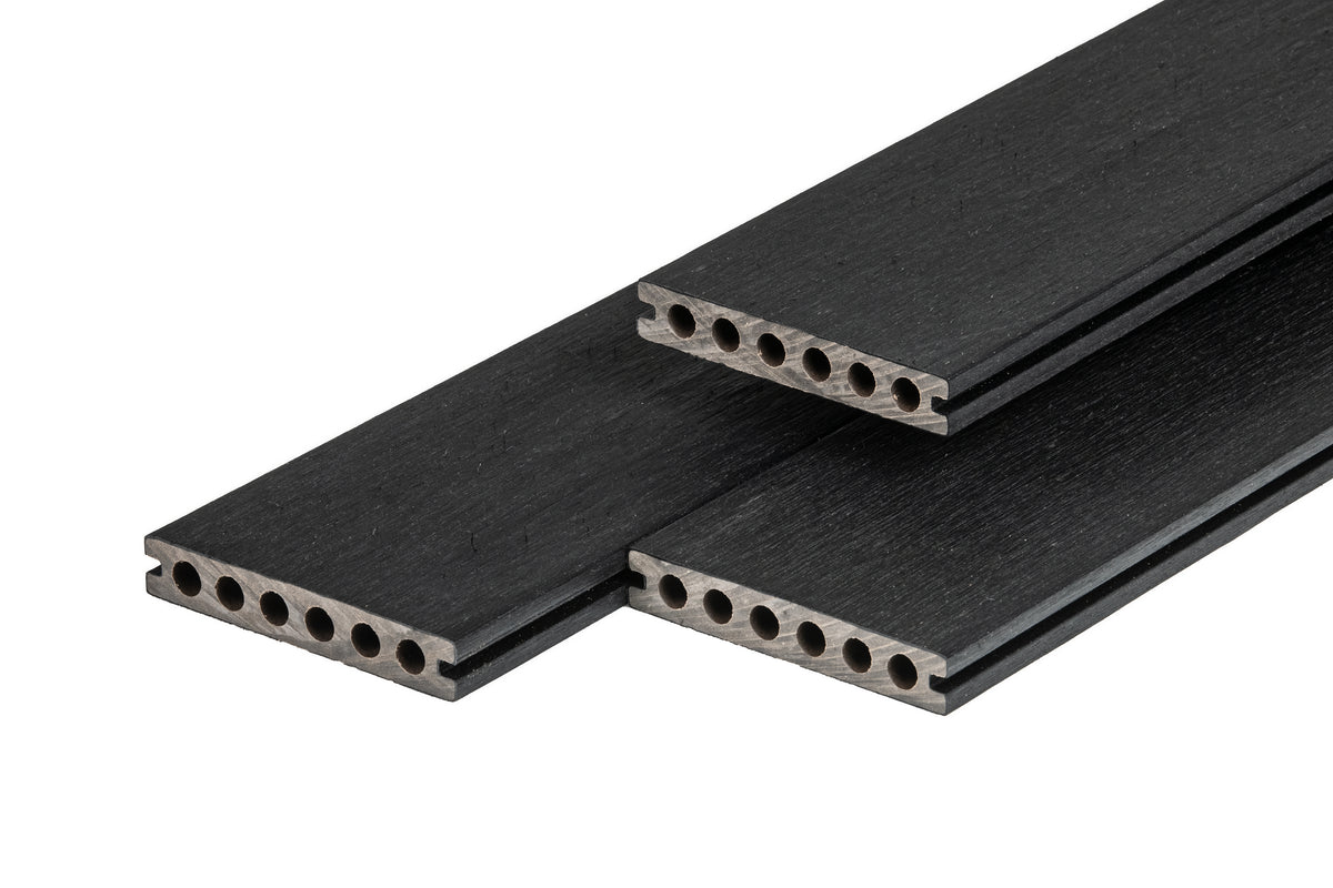 PuraShield composiet vlonderplank 2,3 x 13,8 x 300 cm, ebony black, semi-massief, fijne houtnerf, clip systeem