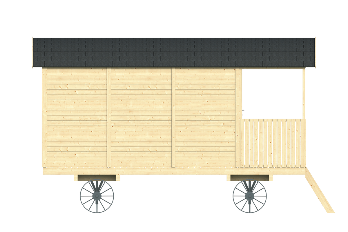 Circuswagen Paddy | 19mm | vuren onbehandeld | 480 x 240 cm | excl. onderstel