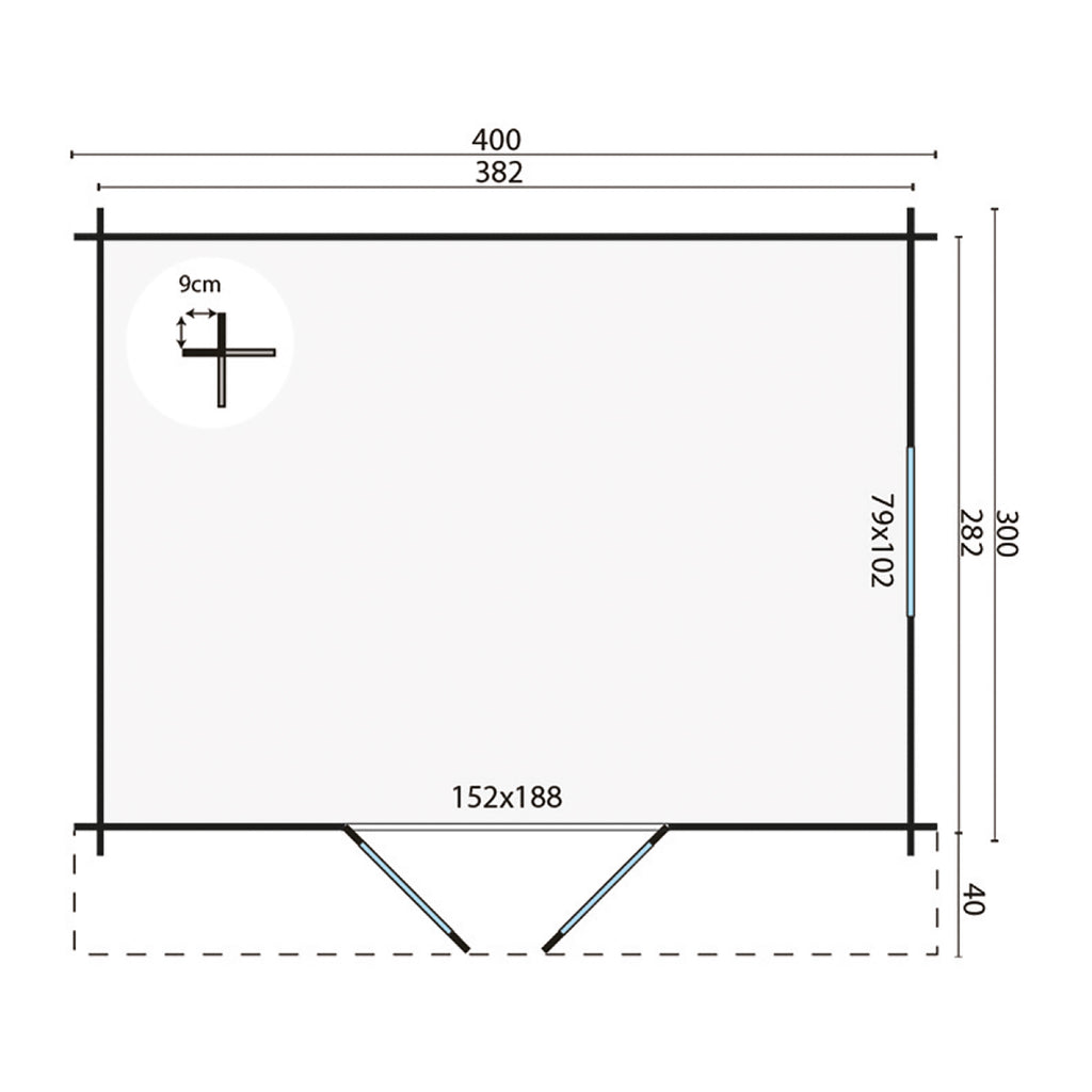 Blokhut - Tuinhuis Dyre | 40 mm | vuren bruin geïmpregneerd