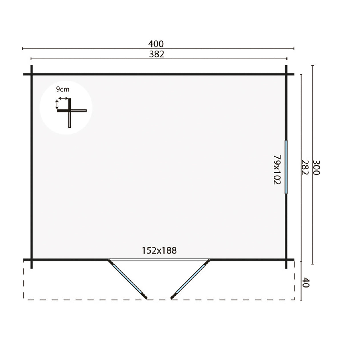 Blokhut - Tuinhuis Dyre | 40 mm | vuren groen geïmpregneerd