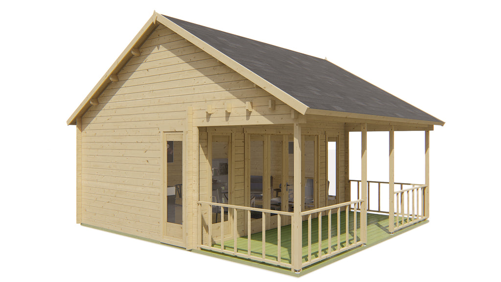 Blokhut - Tuinhuis Olaug | 44 mm | vuren bruin geïmpregneerd