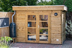 Blokhut - Tuinhuis Minimodern | 28 mm | vuren bruin geïmpregneerd