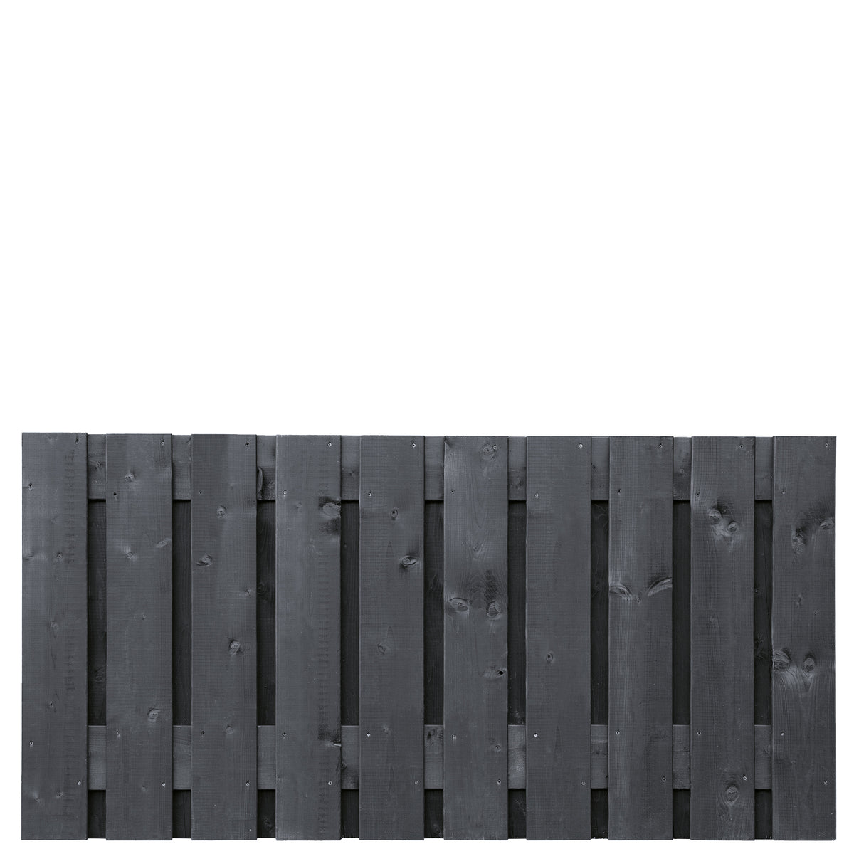 Tuinscherm Stuttgart, zwart gespoten vuren, RVS-geschroefd, 21-planks (19+2) 180 x 90 cm