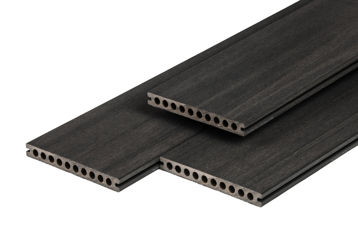 PuraShield composiet vlonderplank 2,3 x 21,0 x 400 cm, ebony black, semi-massief, fijne houtnerf, clip systeem