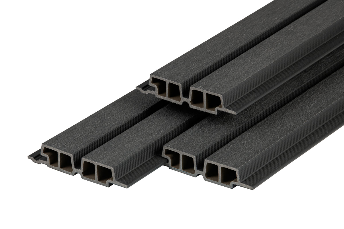 PuraTech 55 composiet dubbel profiel 3,3 x 17,0 x 390 cm, ebony black, fijne houtnerf
