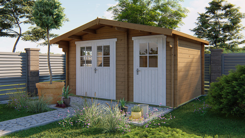 Blokhut - Tuinhuis Fraga | 34 mm | vuren groen geïmpregneerd