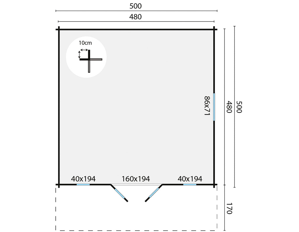 Blokhut - Tuinhuis Emiel | 44 mm | vuren grijs geïmpregneerd