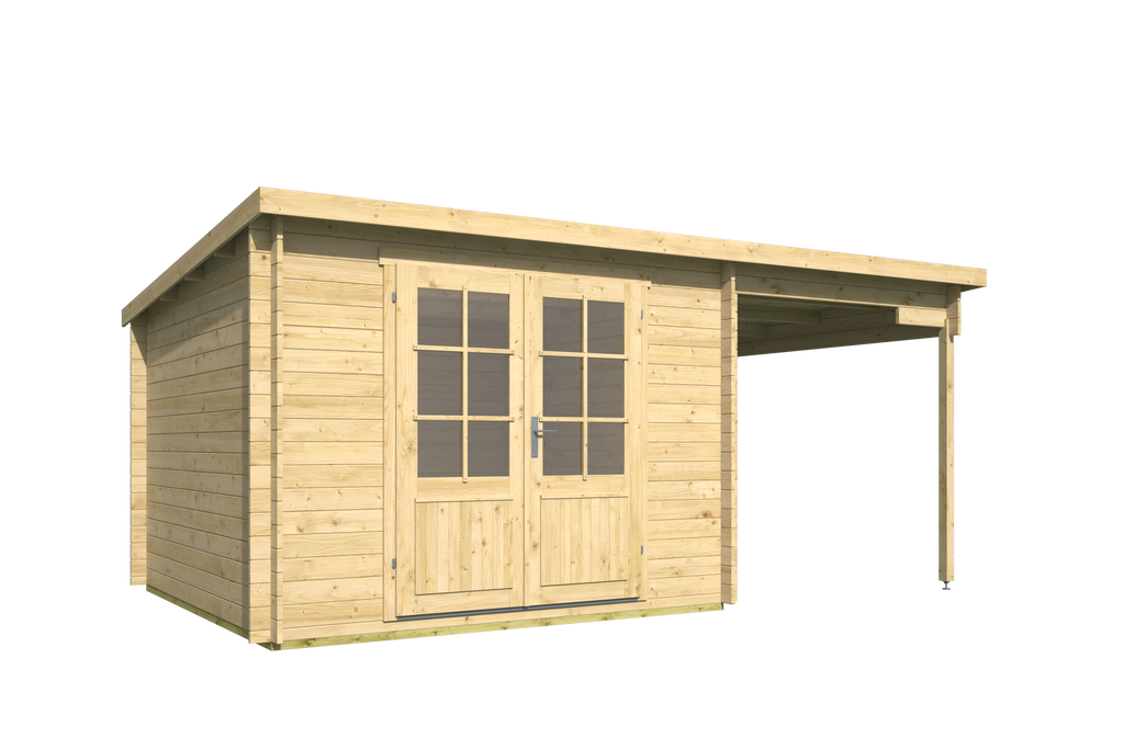 Blokhut - Tuinhuis Dora | 28 mm | vuren honinggeel geïmpregneerd