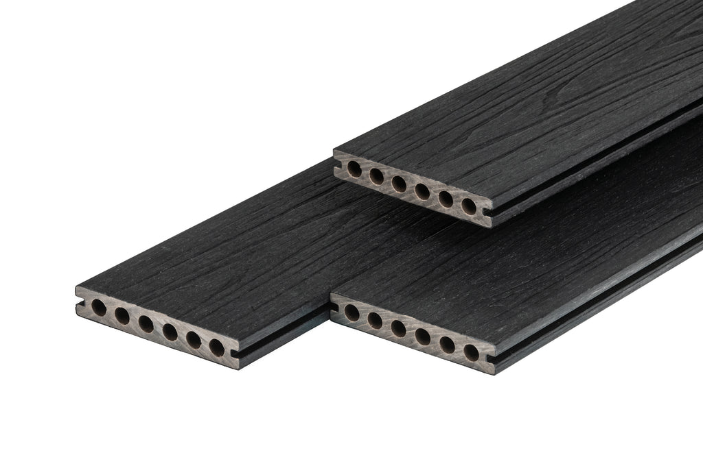 PuraShield composiet vlonderplank 2,3 x 13,8 x 300 cm, ebony black, semi-massief, fijne houtnerf, clip systeem