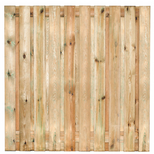 Tuinscherm Enschede, groen geïmpregneerd grenen, RVS-geschroefd, 21-planks (19+2) 180 x 180 cm