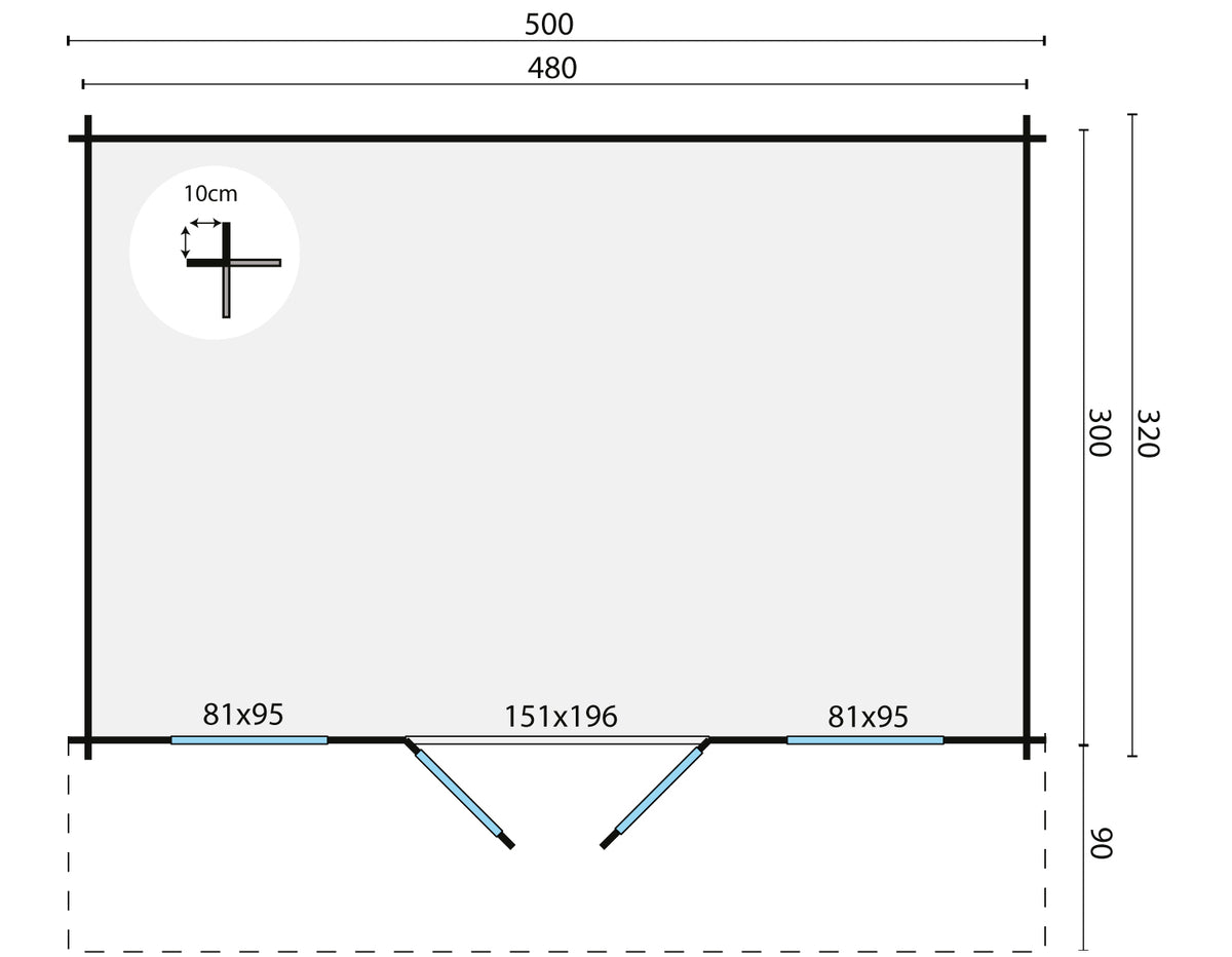 Blokhut - Tuinhuis Rika | 44 mm | vuren honinggeel geïmpregneerd