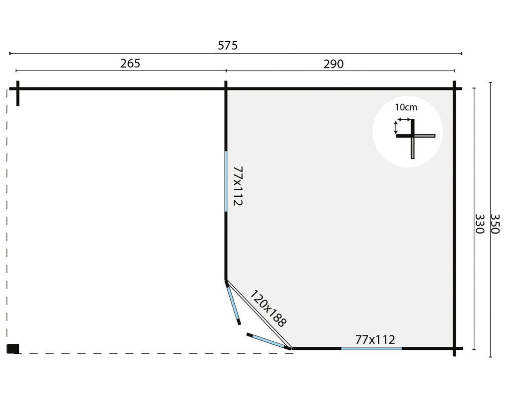 Blokhut - Tuinhuis Christoffer | 28 mm | vuren honinggeel geïmpregneerd