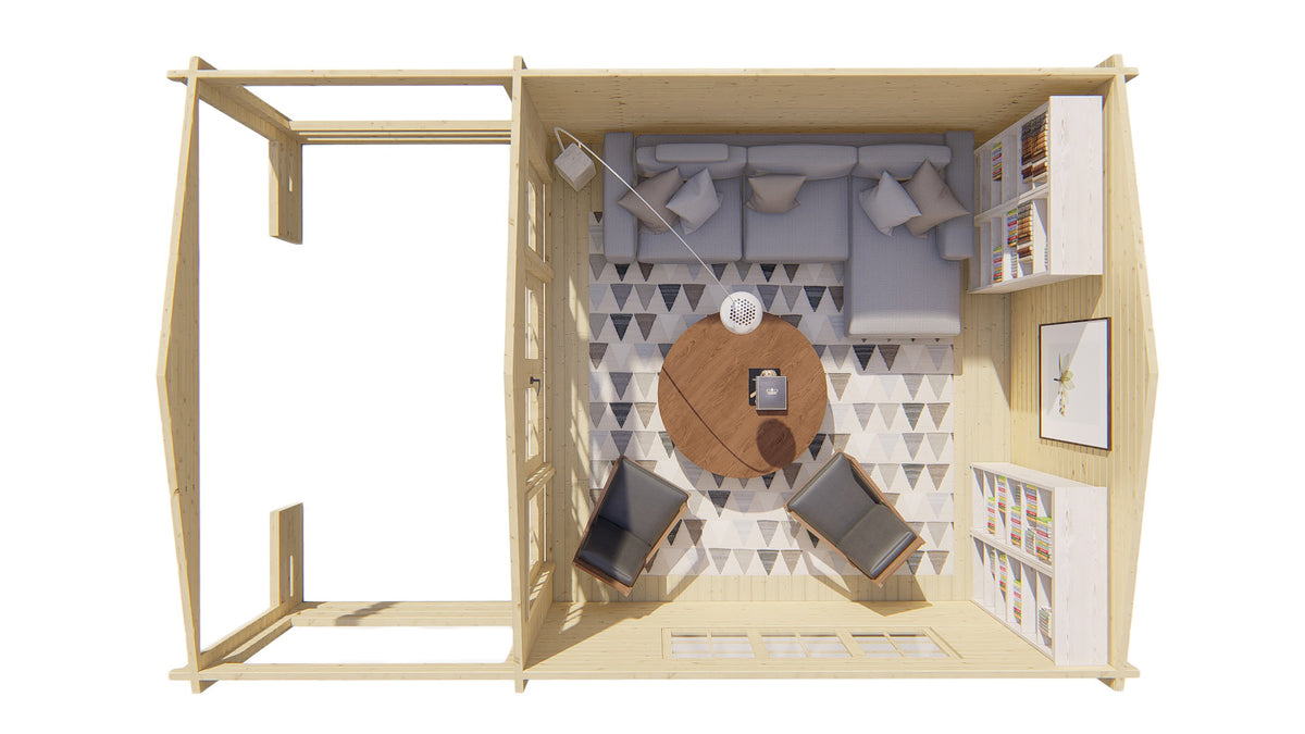 Blokhut - Tuinhuis Ipswich | 58 mm | vuren bruin geïmpregneerd