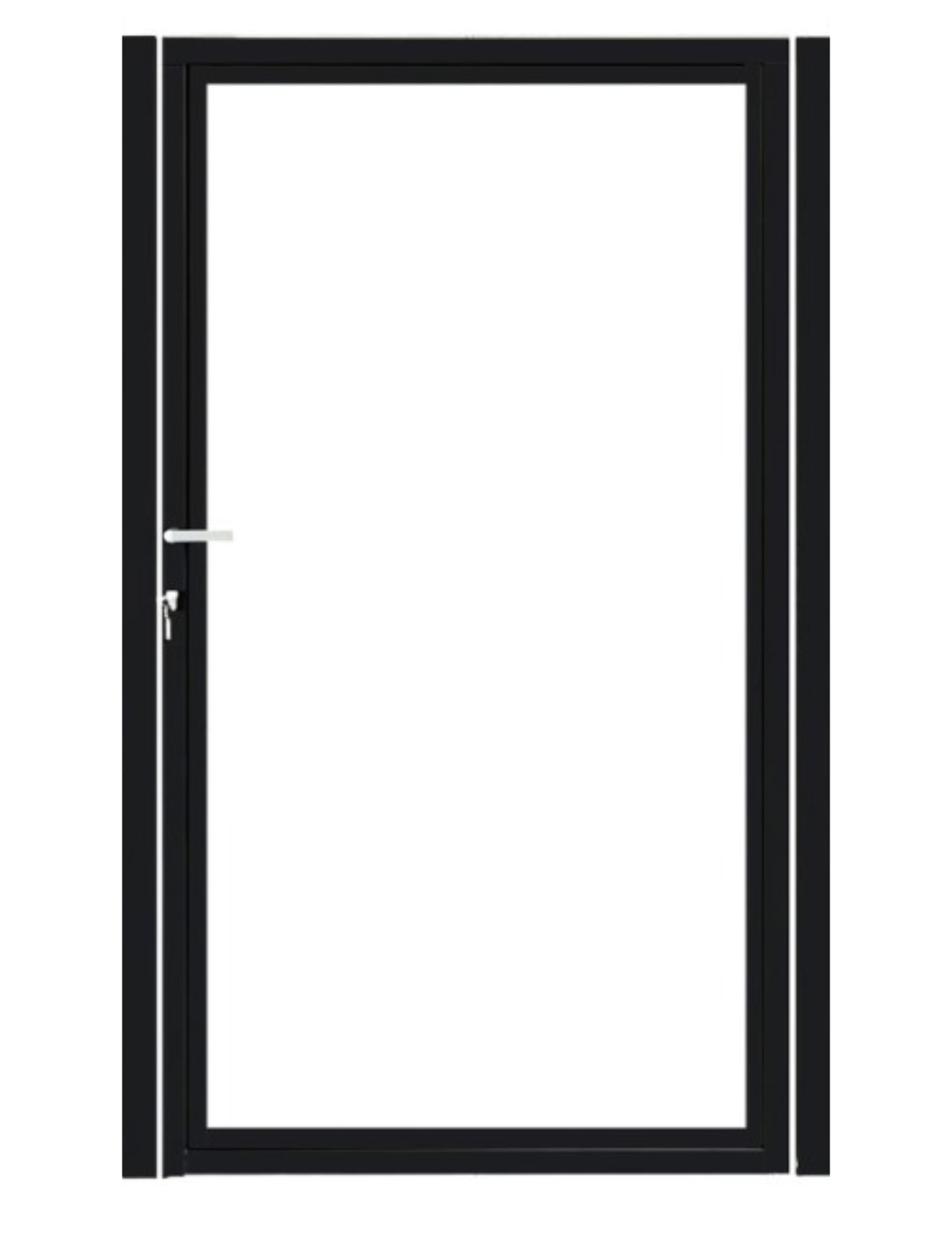 Enkele stalen poort, zwart gepoedercoat, fijnstructuur, incl. hang- en sluitwerk (t.b.v. profielen 28mm dik)