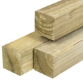 Grenen paal 12,0 x 12,0 x 400 cm, vers, groen geïmpregneerd, geschaafd, 4 ronde hoeken