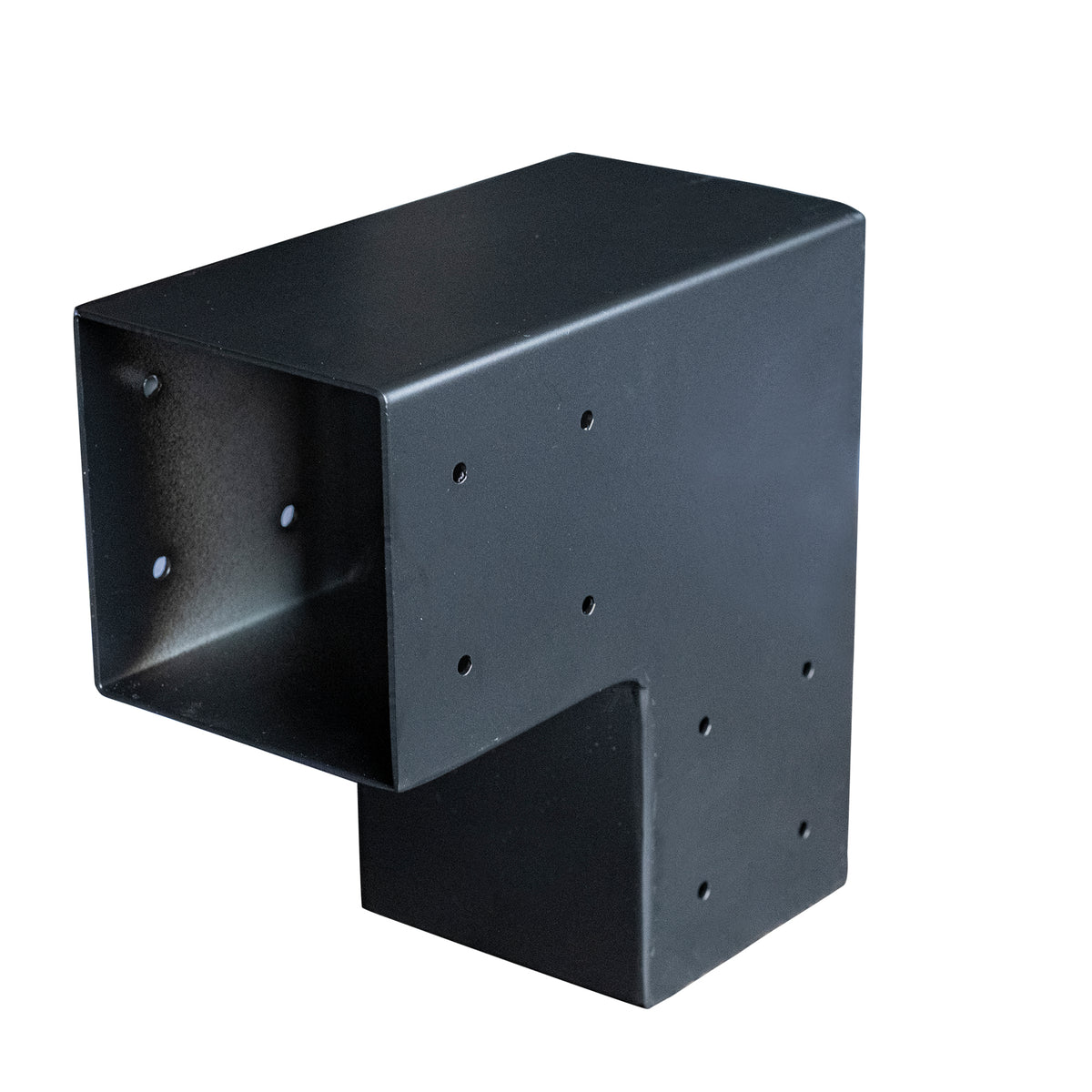 Gegalvaniseerd verbindingsstuk 2-weg 90-hoek voor vierkante palen 12 x 12 cm zwart gepoedercoat, incl. bevestigingsset