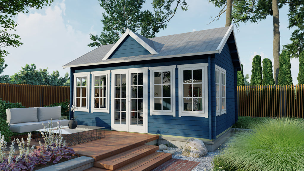 Blokhut - Tuinhuis Clockhouse | 44 mm | vuren honinggeel geïmpregneerd