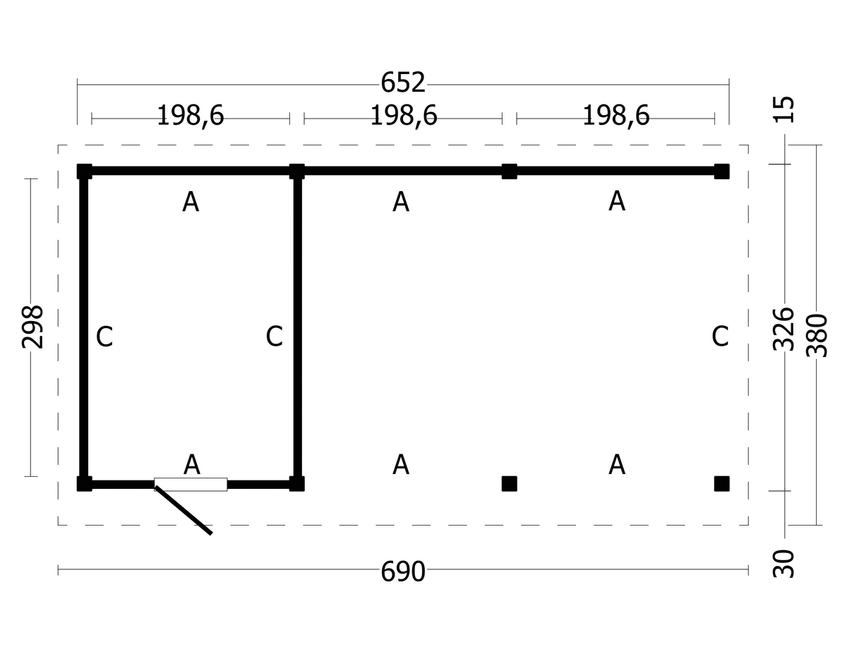 Oslo L type 7 douglas gedroogd potdekselplank blank