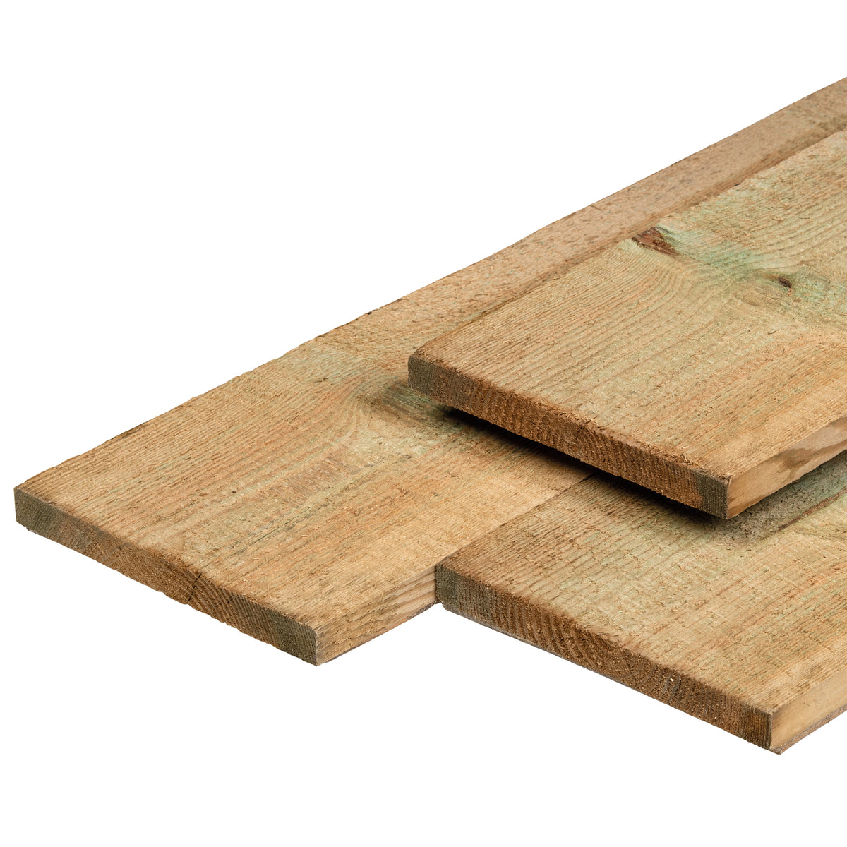 Grenen kantplank 2,0 x 20,0 x 400 cm, vers, groen geïmpregneerd, fijnbezaagd, scherpkantig