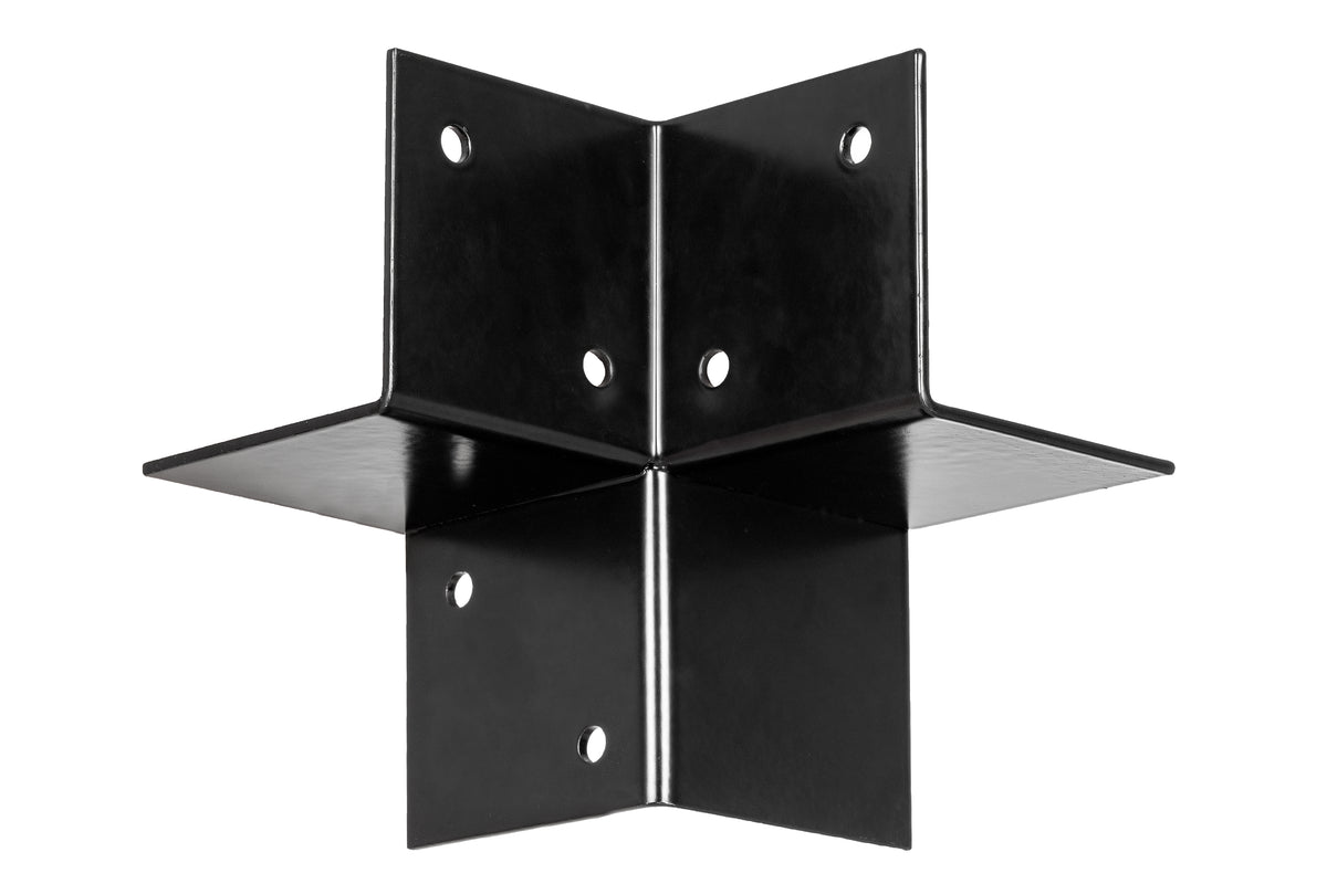 Pergola hoekverbinding voor 15 x 15 cm balken, zwart gepoedercoat, incl. bevestigingsset
