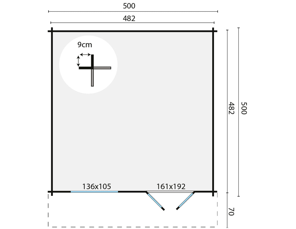 Blokhut - Tuinhuis Hendrick | 44 mm | vuren groen geïmpregneerd