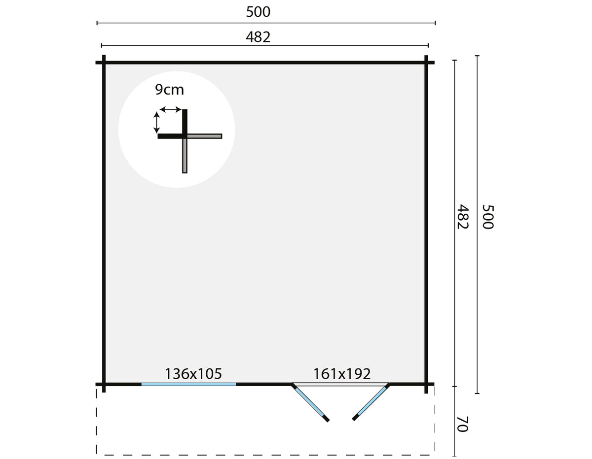 Blokhut - Tuinhuis Hendrick | 44 mm | vuren groen geïmpregneerd