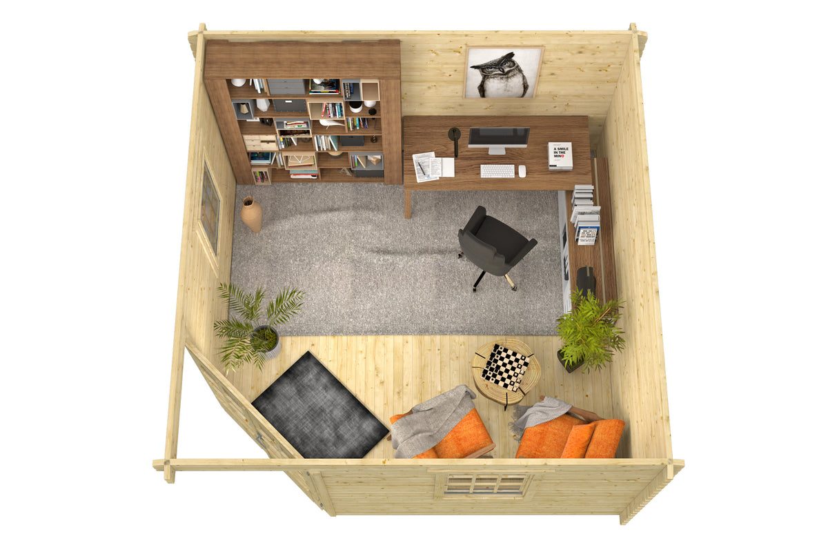 Blokhut - Tuinhuis Lotte | 44 mm | vuren bruin geïmpregneerd
