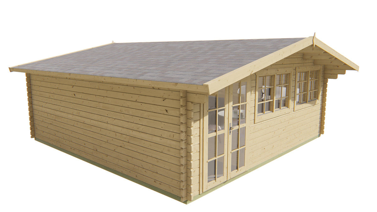 Blokhut - Tuinhuis Helle | 44 mm | vuren bruin geïmpregneerd