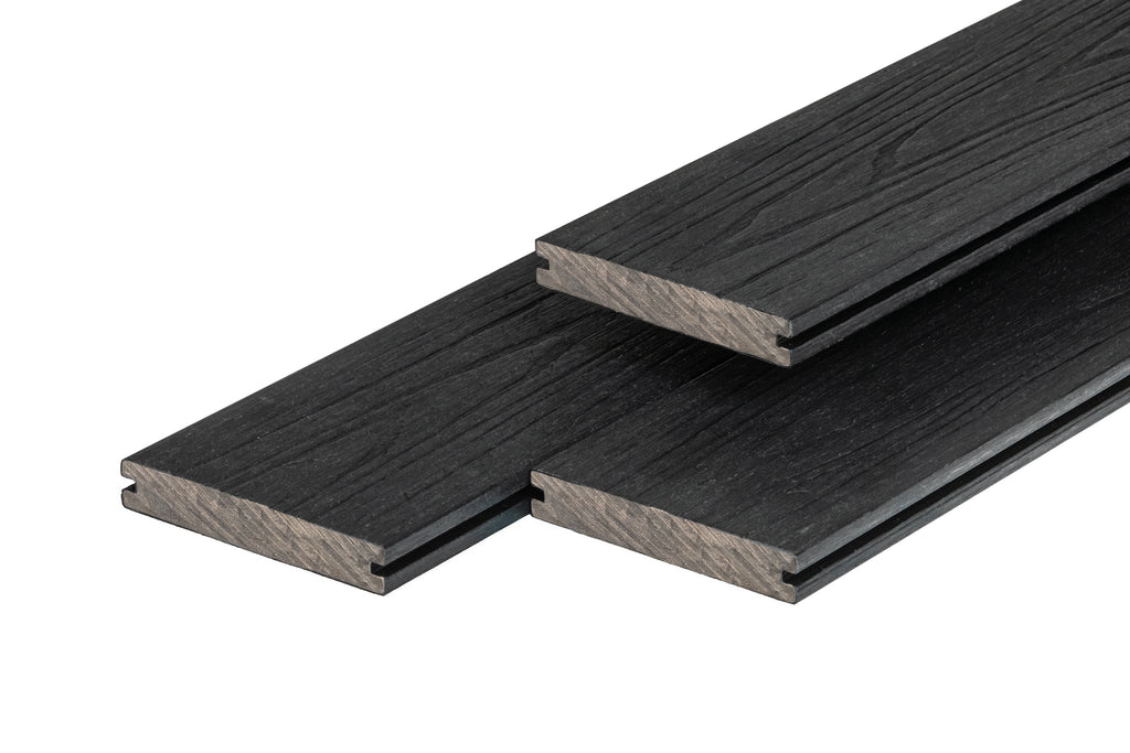 PuraShield composiet vlonderplank 2,3 x 13,8 x 400 cm, ebony black, massief, fijne houtnerf, clip systeem