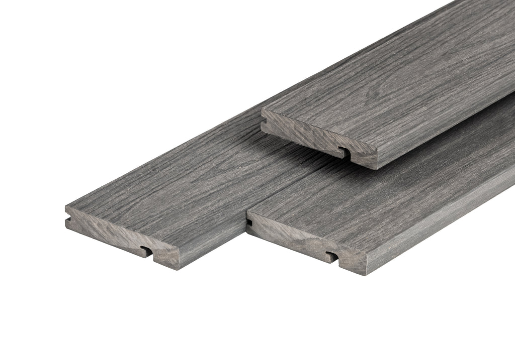 PuraShield composiet eindplank  2,3 x 13,8 x 300 cm, dark grey, fijne houtnerf, clip systeem