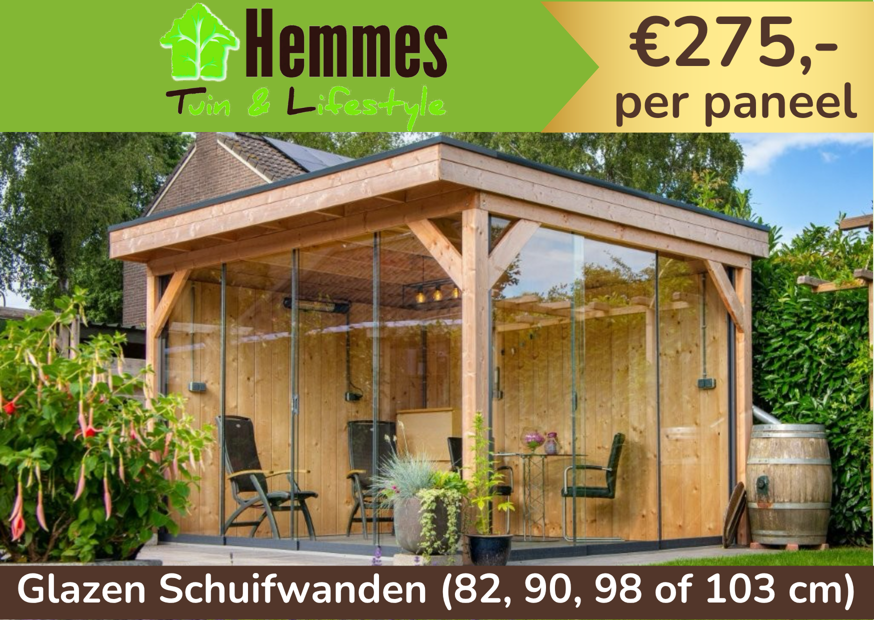 Glazen schuifwandset Hemmes compleet