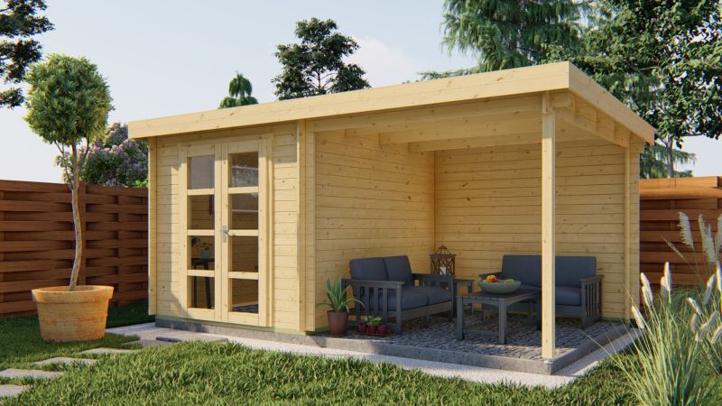 Blokhut - Tuinhuis Eirunn | 28 mm | onbehandeld